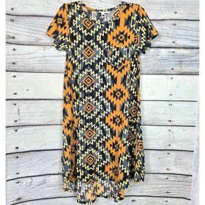 LuLaRoe Carly XS Tribal Aztec High Low Swing Dress